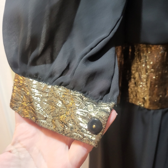 Vintage Chez 80's Black & Gold Dress - Picture 3 of 9
